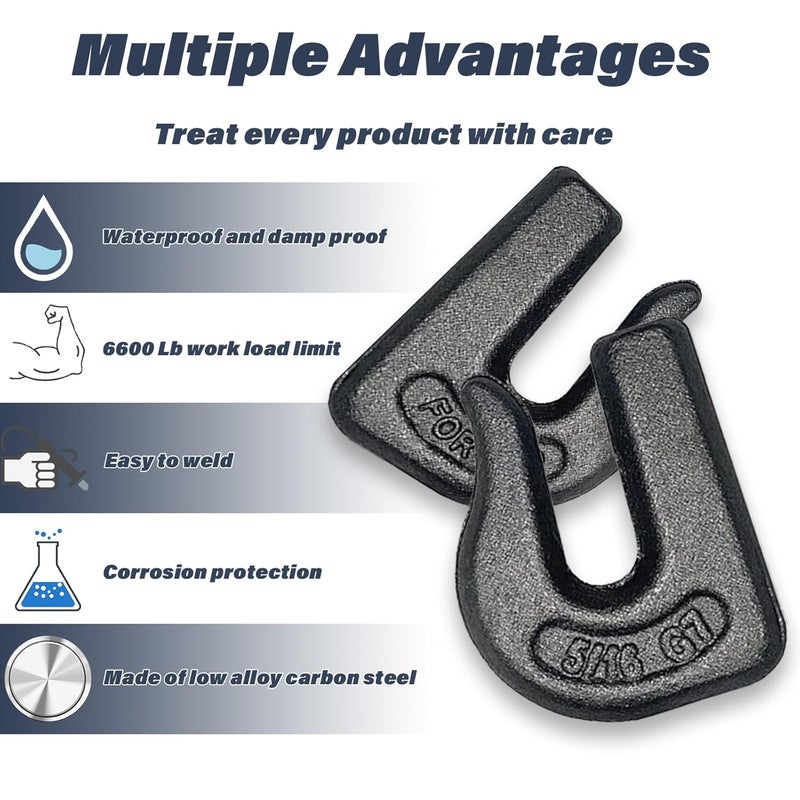 HANDRERLEE 12Pack Weld-On Chain Grab Hook, G70 5/16" Forged Chain Hook, Heavy Duty Weldable Grab Hooks for Tractors, Truck, Forklift, Trailers - 4,700 lbs WLL - Image 5